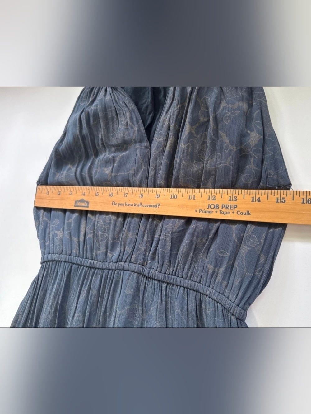 World Market Boho Halter Maxi Dress Gray Floral Viscose Lined Flowy Resort S/M - Picture 5 of 9